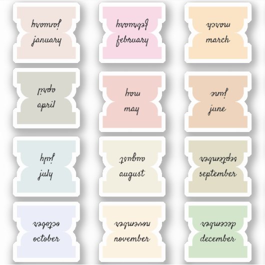 Monthly Script Index Tabs Journal Divider Marks  シール (正面)