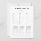 Monthly to do list ノートカード (正面)