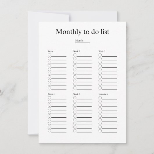 Monthly to do list ノートカード (正面)