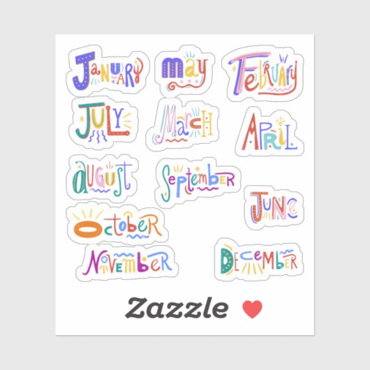 Months of the Yearステッカー シール (シート)