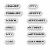 Months of the Year Sticker Setレトロ シール (正面)