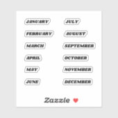 Months of the Year Sticker Setレトロ シール (シート)