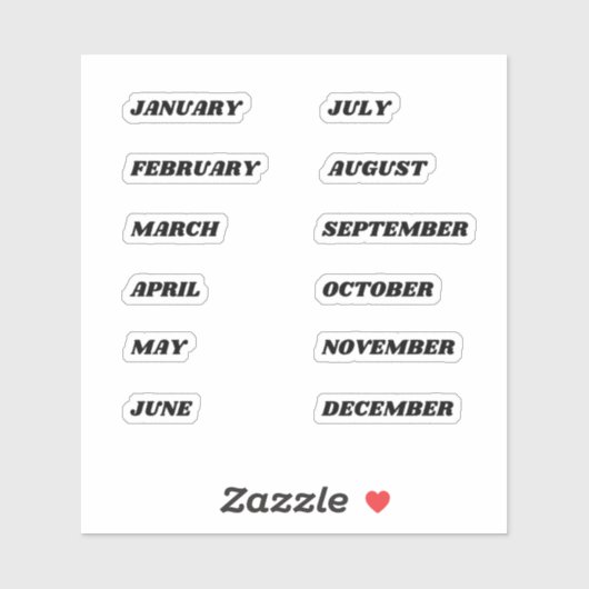 Months of the Year Sticker Setレトロ シール (シート)