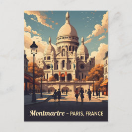 Montmartre Paris with scare Coeur basilica ポストカード