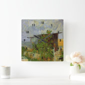 Montmartre Path with Sunflowers by Van ゴッホ. スクエア壁時計 (ホーム)