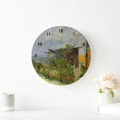 Montmartre Path with Sunflowers by Van ゴッホ. ラージ壁時計 (ホーム)