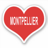 MONTPELLIER 赤い愛のハート型ビニールステッカー シール (正面)