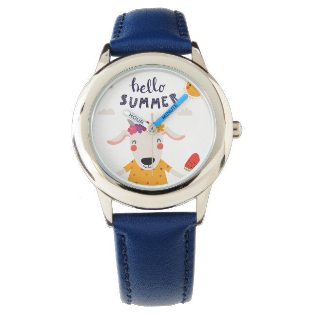 Montre Enfant Hello Summer Acier inoxydable bleu 腕時計 (正面)