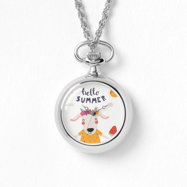 Montre Femme Hello Summer Double Bracelet Argent 腕時計 (正面)