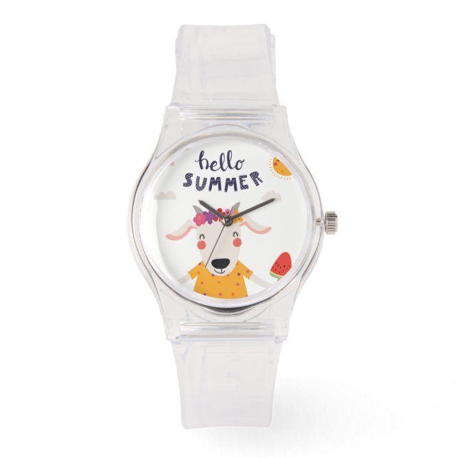 Montre Femme Hello Summer Sportive Silicon Rose 腕時計 (正面)