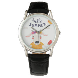 Montre Hello summer - Classique cuir noir 腕時計