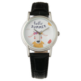 Montre Hello summer femme classique cuir noir 腕時計