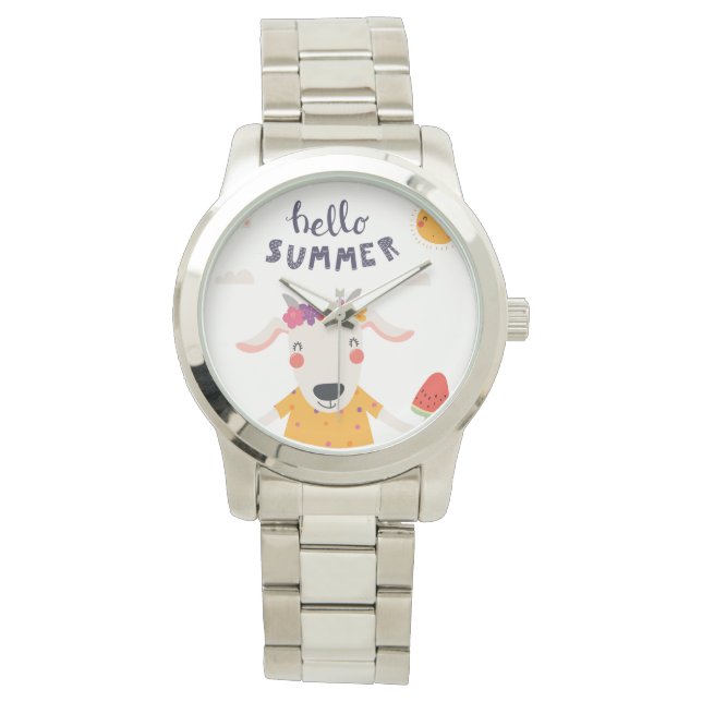 Montre Hello summer - gros bracelet argent 腕時計 (正面)