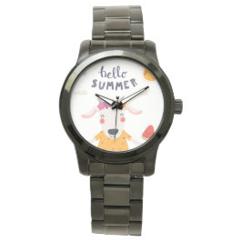 Montre Hello summer gros bracelet noir 腕時計
