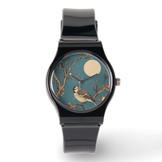Montre Moonlit Bird on Blossom Branch 腕時計 (正面)