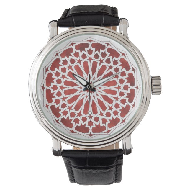Montre Mosaïque marocaine rouge ALCAZAR 腕時計 (正面)