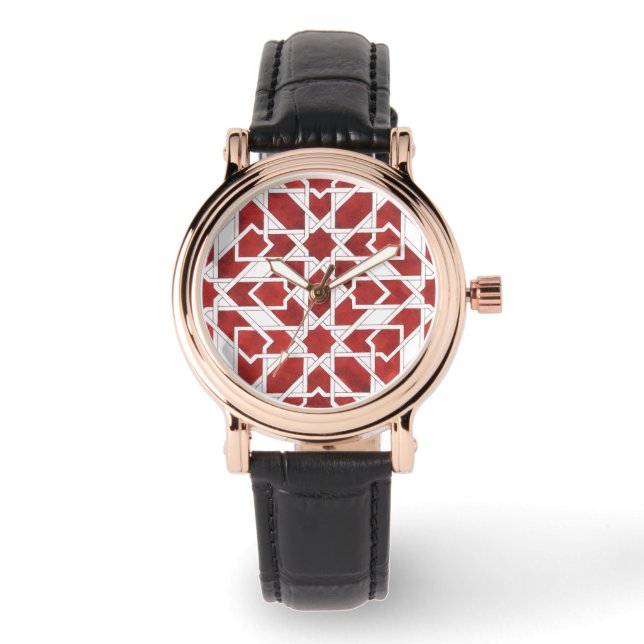 Montre Mosaïque marocaine rouge ZELLIGE 腕時計 (正面)