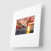 Montre Murale Coucher de Soleil & Fleurs – Éléganc スクエア壁時計 (傾斜)