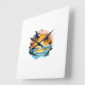 Montre Murale Coucher de Soleil Tropical スクエア壁時計 (傾斜)