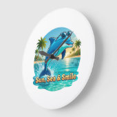 Montre Murale Dauphin Tropical – Sun, Sea & Smile ラージ壁時計 (傾斜)