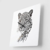 Montre Murale Léopard – Élégance Sauvage et Modern スクエア壁時計 (傾斜)