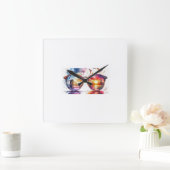 Montre Murale Lunettes Artistiques – Reflets de Vi スクエア壁時計 (ホーム)