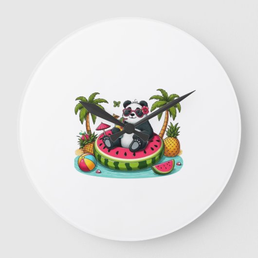 Montre Murale Panda Tropical – Ambiance Summer Fun ラージ壁時計 (正面)