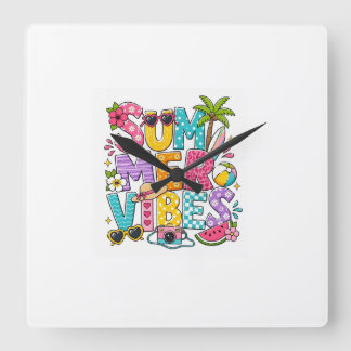 Montre Murale "Summer Vibes" – Design Coloré Tropi スクエア壁時計