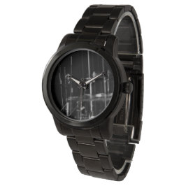 montre noir et blanc bateau abstraite, 腕時計