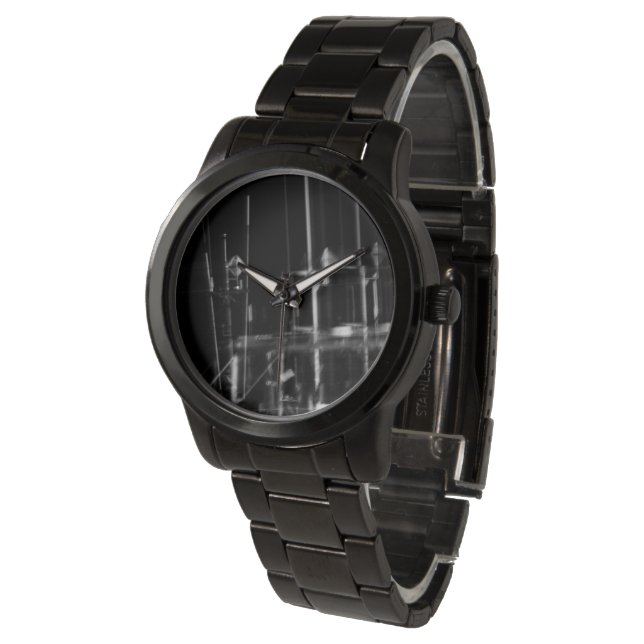 montre noir et blanc bateau abstraite,  腕時計 (アングル)