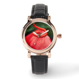 Montre photo une fleur rouge. 腕時計