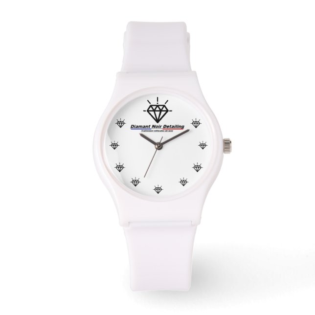 Montre Silicone Diamant Noir Detailing 腕時計 (正面)