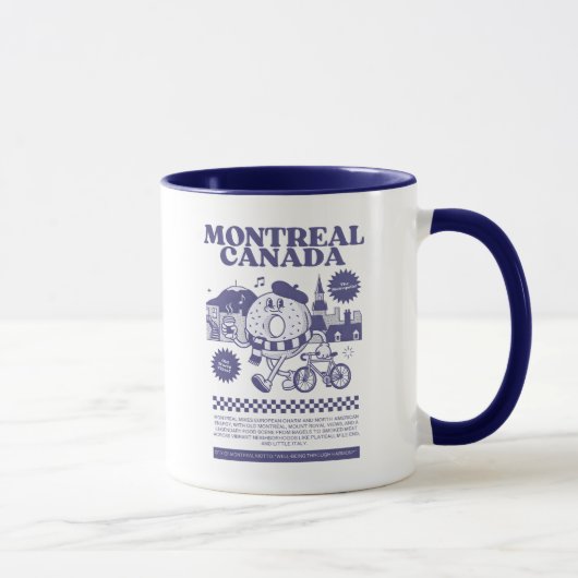 Montreal Canada Retro Bagel Skyline  マグカップ (右)