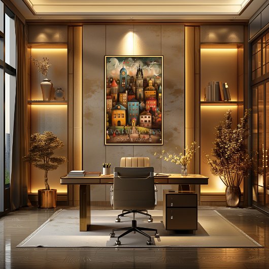 Montreal: City of a Hundred Steeples,Whimsical Art ポスター