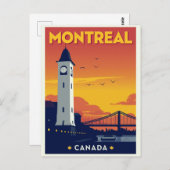 Montreal Clock Tower Vintage Travel ポストカード (正面/裏面)