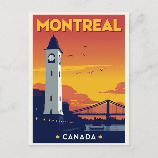 Montreal Clock Tower Vintage Travel ポストカード (正面)