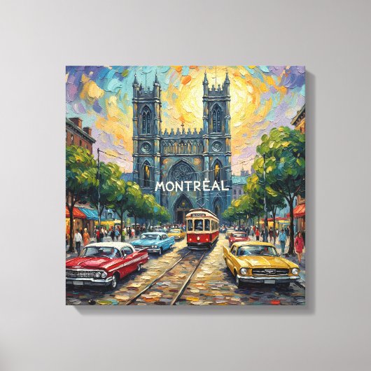 Montreal Gothic Tramway Cathedral Canvas キャンバスプリント (正面)