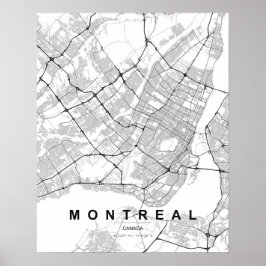 Montreal Minimalist Map (Black & White) ポスター