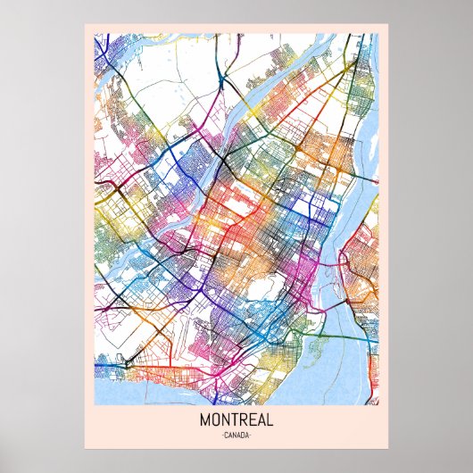 Montreal Quebec Canada City Map ポスター (正面)