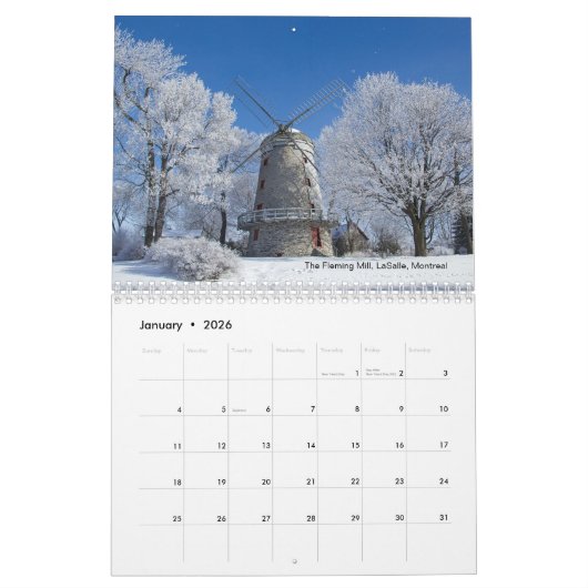 Montreal Scenic Photography カレンダー (1月 2026)