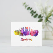 Montreal V2 skyline in watercolor splatters ポストカード (スタンド正面)