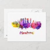Montreal V2 skyline in watercolor splatters ポストカード (正面/裏面)