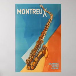 Montreux Jazz Festival Poster Retro Saxophone Art ポスター
