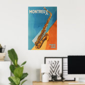Montreux Jazz Festival Poster Retro Saxophone Art ポスター (ホームオフィス)