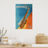 Montreux Jazz Festival Poster Retro Saxophone Art ポスター (キッチン)