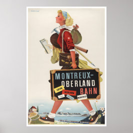 Montreux Travel Poster Switzerland Art Swiss Sign ポスター