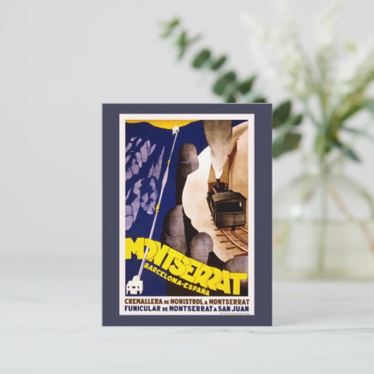 Montserrat，スペインのヴィンテージ旅行ポスター ポストカード (スタンド正面)