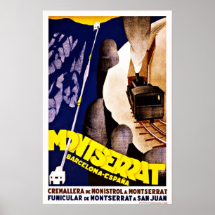 Montserrat Barcelona Espana Vintage Travel ポスター