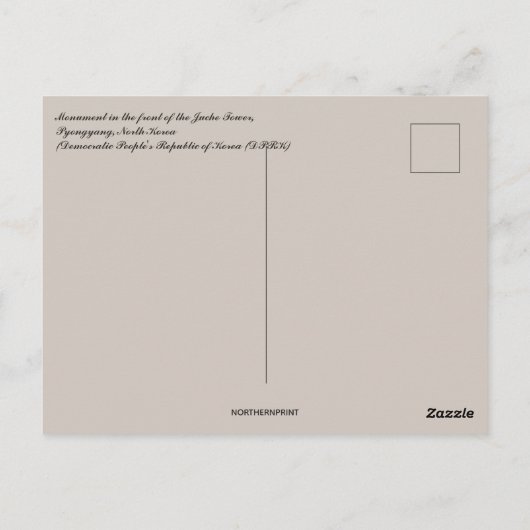 Monument at Juche Tower Pyongyang North Korea Post ポストカード (裏面)