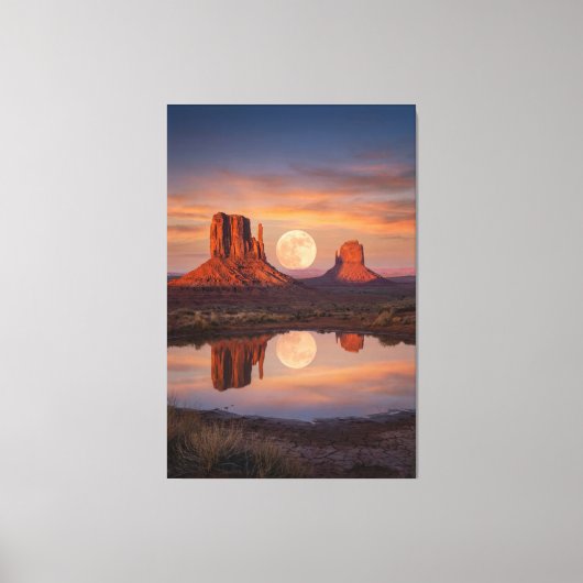 Monument Valley Supermoon Reflection – Desert キャンバスプリント (正面)